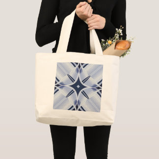 Stripes of harmony blue and grey large tote bag