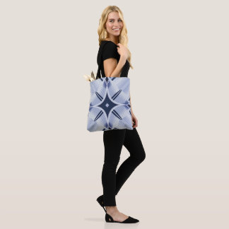 Stripes of harmony blue and grey tote bag