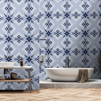 Stripes of harmony blue and grey wallpaper