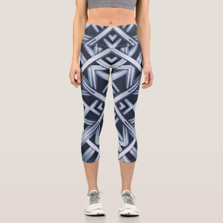 Stripes of Harmony in blue Capri Leggings