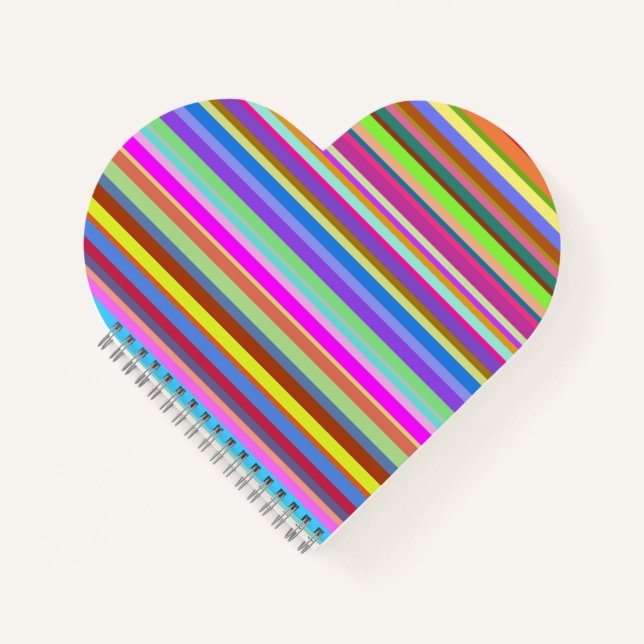 Stripes of Various Colours Heart Shaped Notebook (Front)