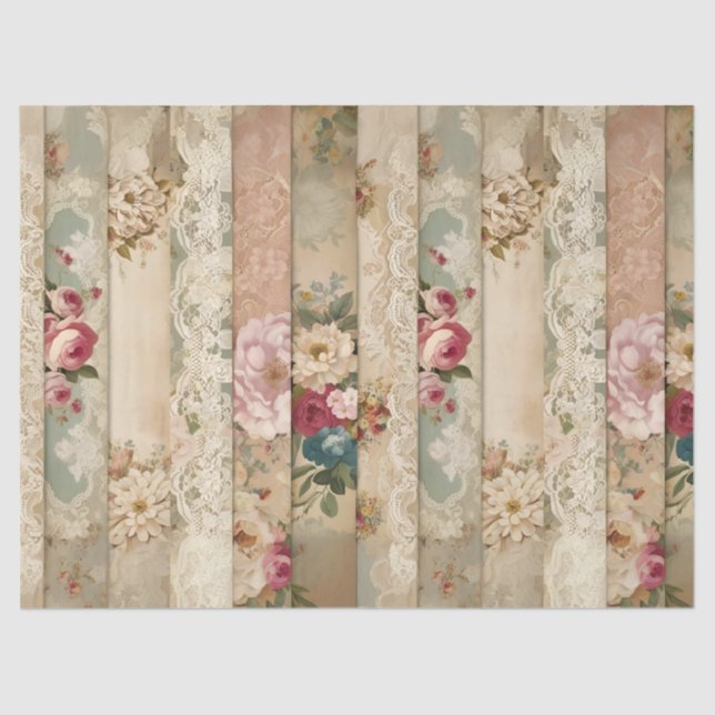 Stripes of Vintage Decoupage Tissue Paper (Front)