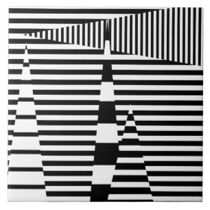 Stripes on Stripes in Black and White Tile