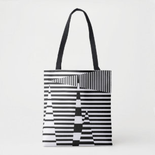 Stripes on Stripes in Black and White Tote Bag