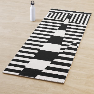 Stripes on Stripes in Black and White Yoga Mat