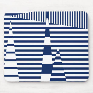 Stripes on Stripes in Blue and White Mouse Pad