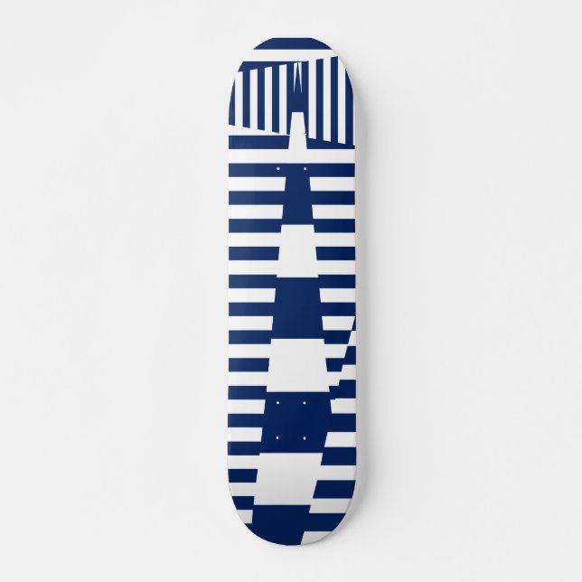 Stripes on Stripes in Blue and White Skateboard (Front)