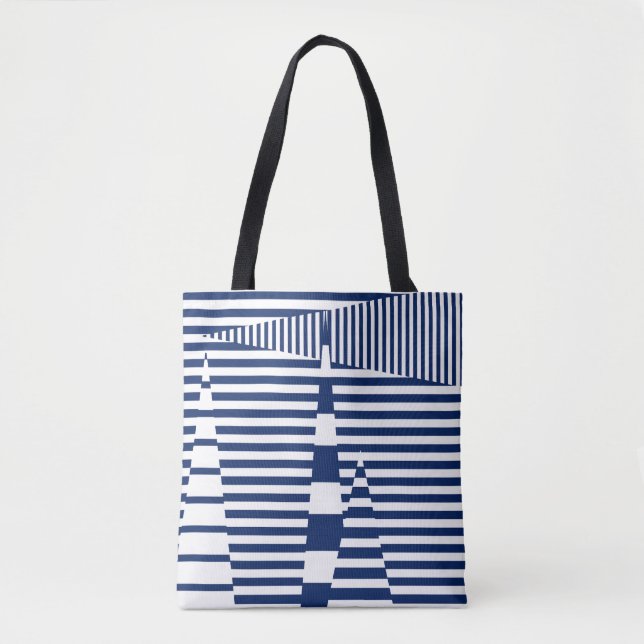 Stripes on Stripes in Blue and White Tote Bag (Front)