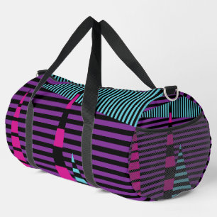 Stripes on Stripes - Pink, Purple, Blue and Black Duffle Bag
