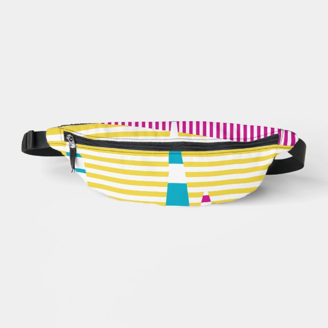 Stripes on Stripes - Turquoise, Yellow and Pink Bum Bags (Front)