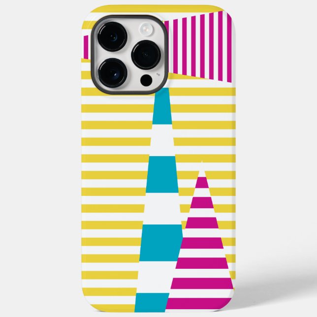 Stripes on Stripes - Turquoise, Yellow and Pink Case-Mate iPhone Case (Back)