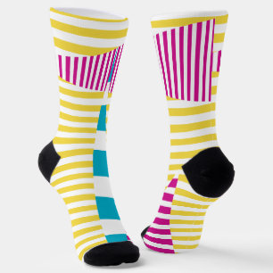 Stripes on Stripes - Turquoise, Yellow and Pink Socks