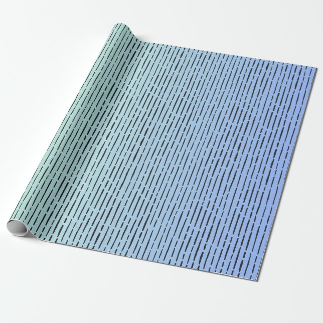 Stripes on Teal & Blue Wrapping Paper (Unrolled)