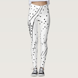 Stripes or polka dots black, white, grey pattern leggings