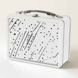 Stripes or polka dots black, white, grey pattern metal lunch box