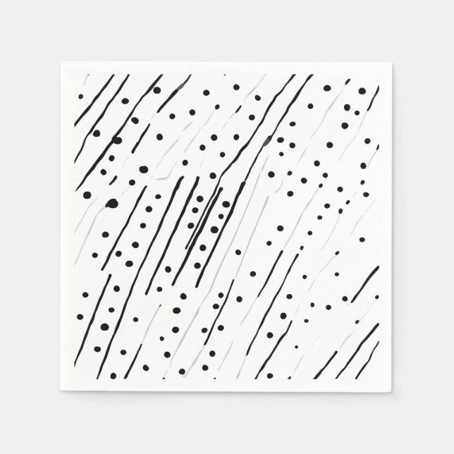 Stripes or polka dots black, white, grey pattern napkin (Front)