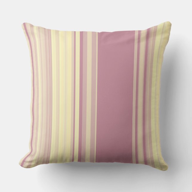 Stripes Pale Plum and Wheat Blends Throw Pillow (Front)