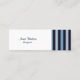 Stripes (Parallel Lines) - Blue Black Mini Business Card
