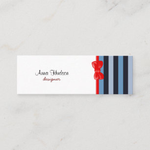 Stripes (Parallel Lines) - Blue Black Mini Business Card