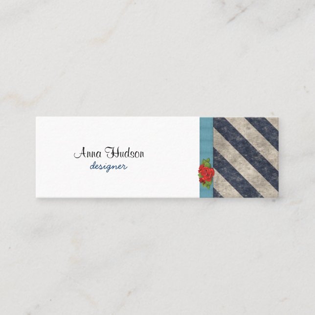 Stripes (Parallel Lines) - Grey Blue Mini Business Card (Front)