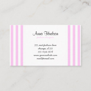 Stripes (Parallel Lines) - Pink White Business Card