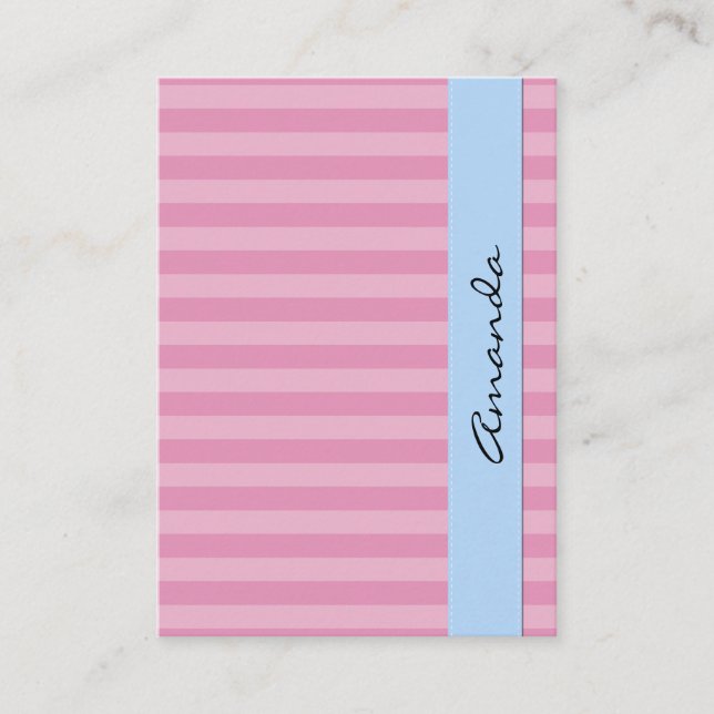 Stripes (Parallel Lines, Striped Pattern) - Pink Business Card (Front)