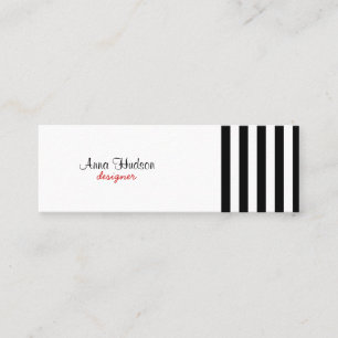 Stripes (Parallel Lines) - White Black Mini Business Card