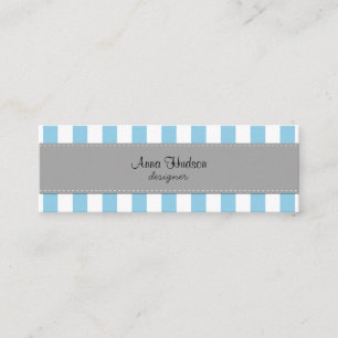 Stripes (Parallel Lines) - White Blue Mini Business Card