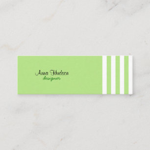 Stripes (Parallel Lines) - White Green Mini Business Card
