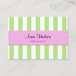 Stripes (Parallel Lines) - White Green Pink Business Card