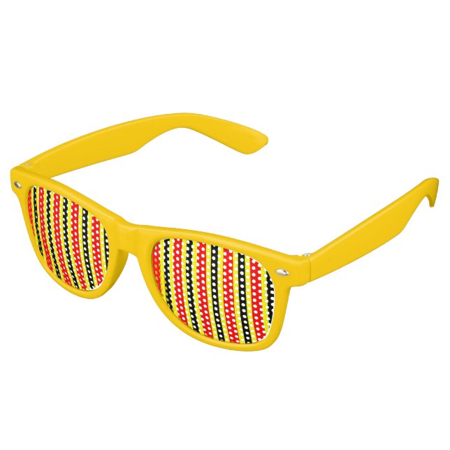 Stripes Pattern - black & red + your background Retro Sunglasses (Angled)