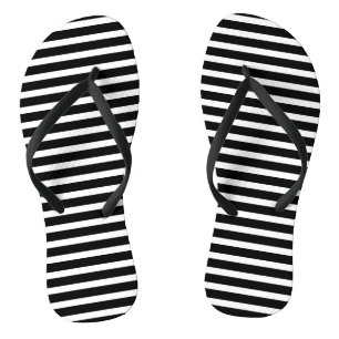 Stripes Pattern Black White Trendy Stylish Elegant Jandals