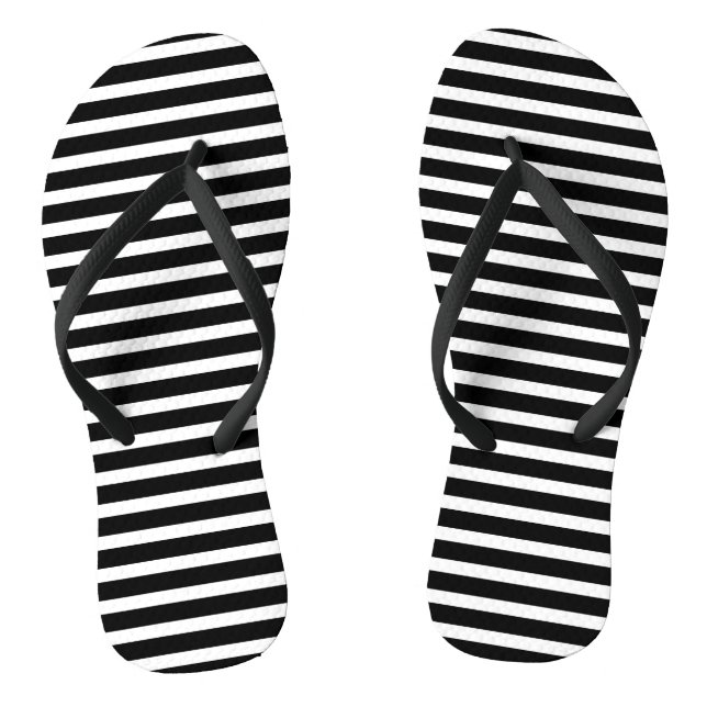 Stripes Pattern Black White Trendy Stylish Elegant Jandals (Footbed)