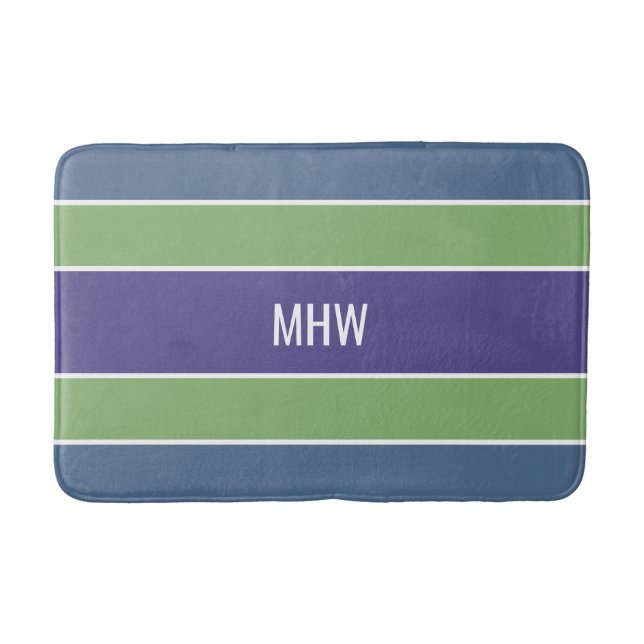 Stripes Pattern custom monogram bath mats (Front)