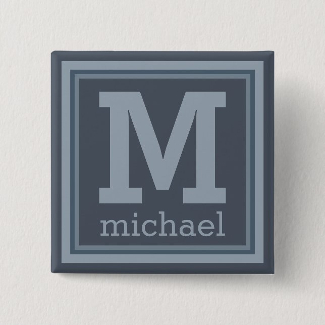 Stripes Pattern custom monogram button (Front)