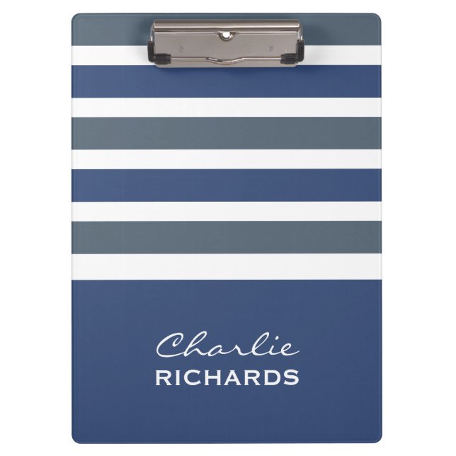 Stripes Pattern custom monogram clipboard (Front)