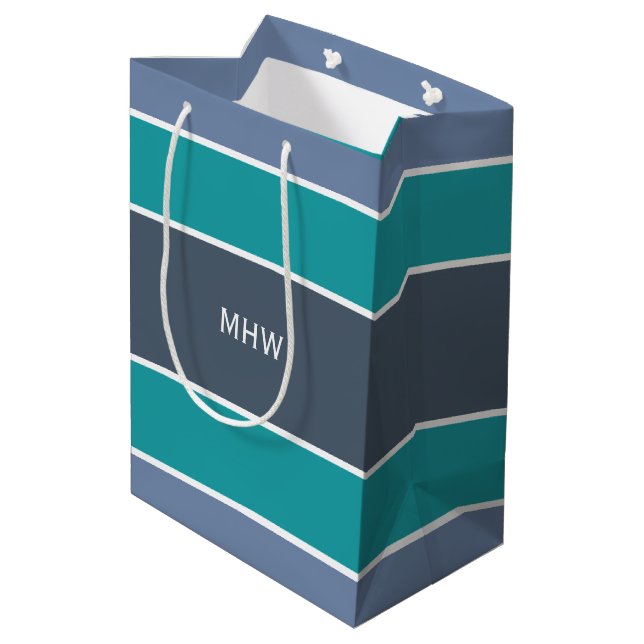 Stripes Pattern custom monogram gift bags (Back Angled)