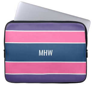 Stripes Pattern custom monogram laptop sleeves