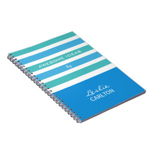 Stripes Pattern custom monogram notebook