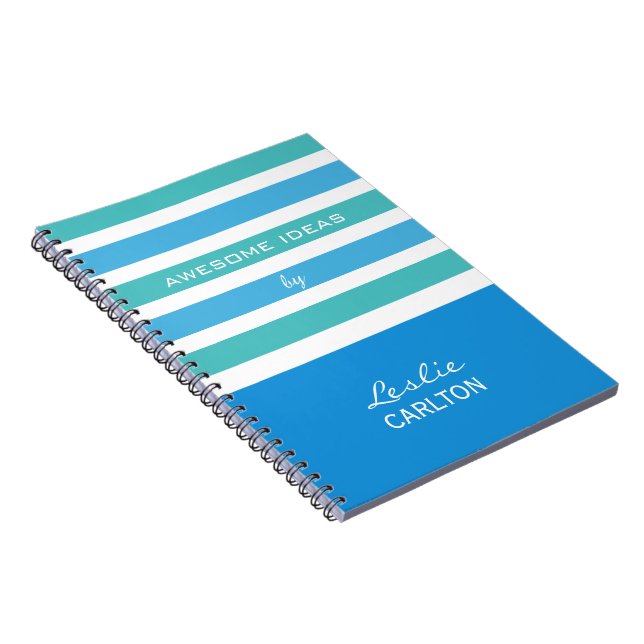 Stripes Pattern custom monogram notebook (Right Side)