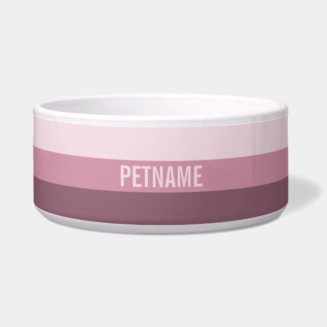 Stripes Pattern custom monogram pet bowls (Front)