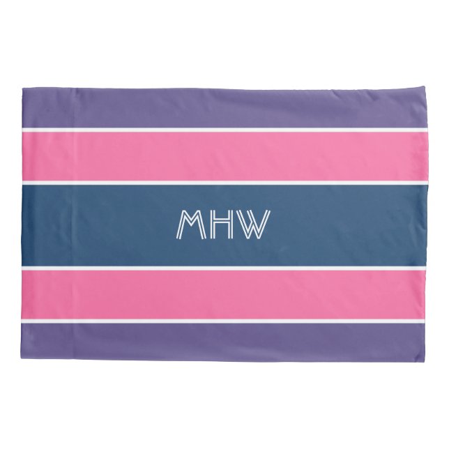 Stripes Pattern custom monogram pillowcases (Back)