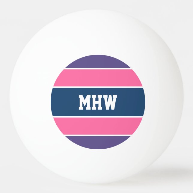 Stripes Pattern custom monogram ping pong balls (Front)