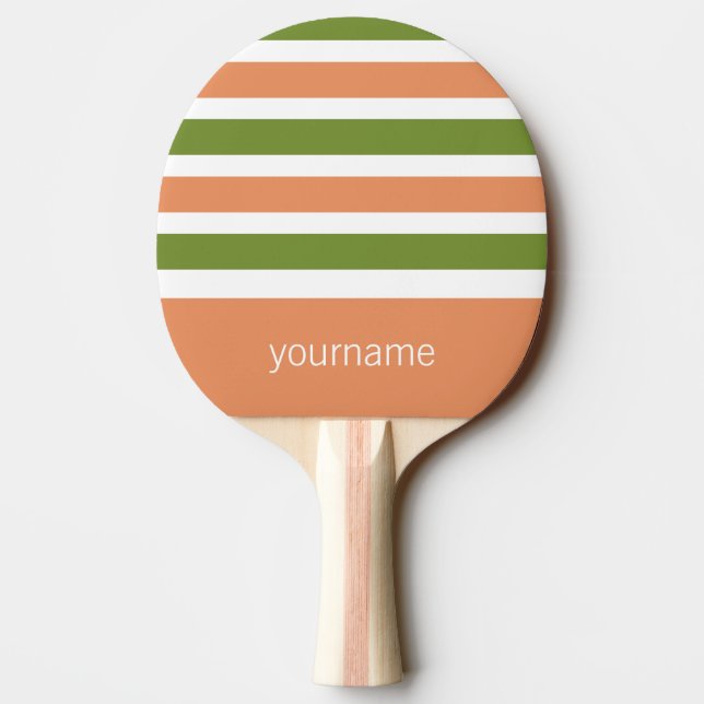 Stripes Pattern custom monogram ping pong paddle (Back)