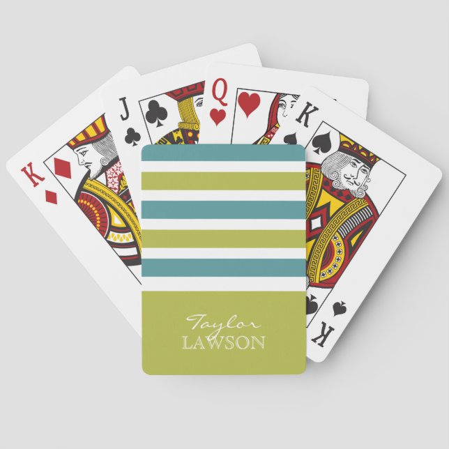 Stripes Pattern custom monogram playing cards (Back)