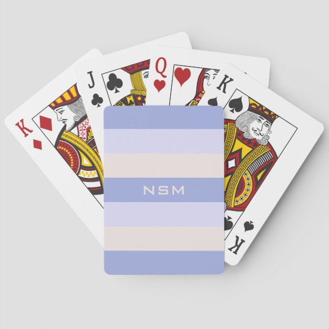 Stripes Pattern custom monogram playing cards (Back)