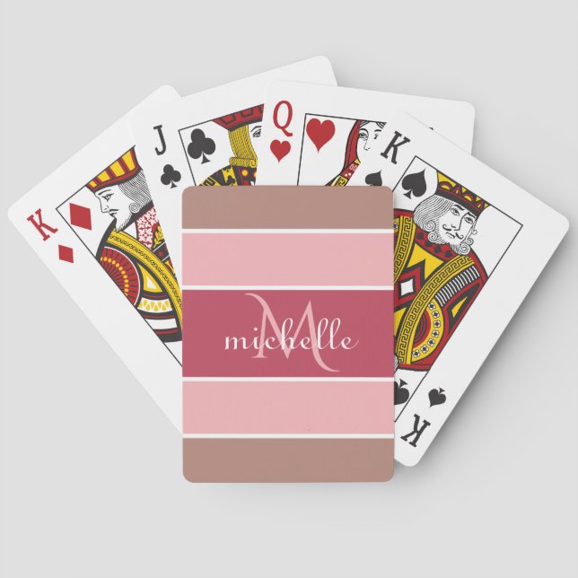 Stripes Pattern custom monogram poker cards