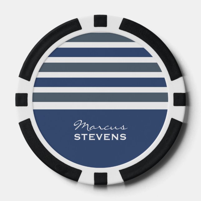 Stripes Pattern custom monogram poker chips (Front)