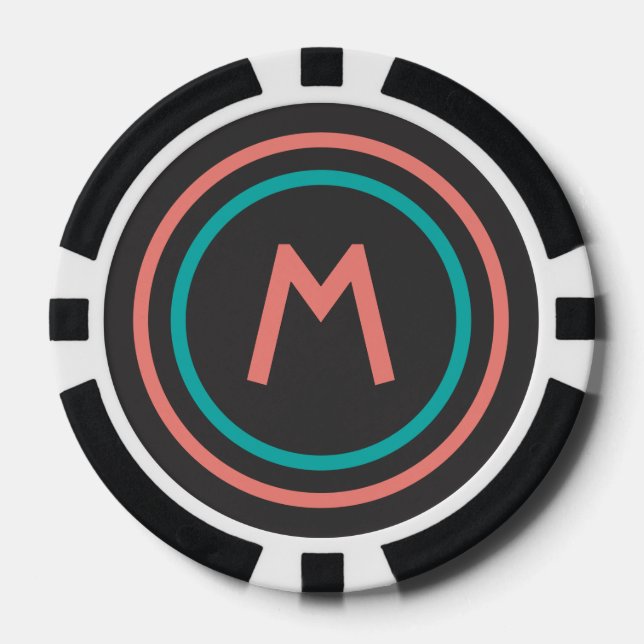 Stripes Pattern custom monogram poker chips (Front)