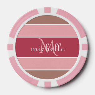Stripes Pattern custom monogram poker chips